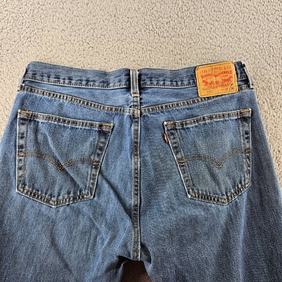 Levis Jeans Mens 36x30 Blue 505 Straight Leg Denim Work Pants - Picture 14 of 16